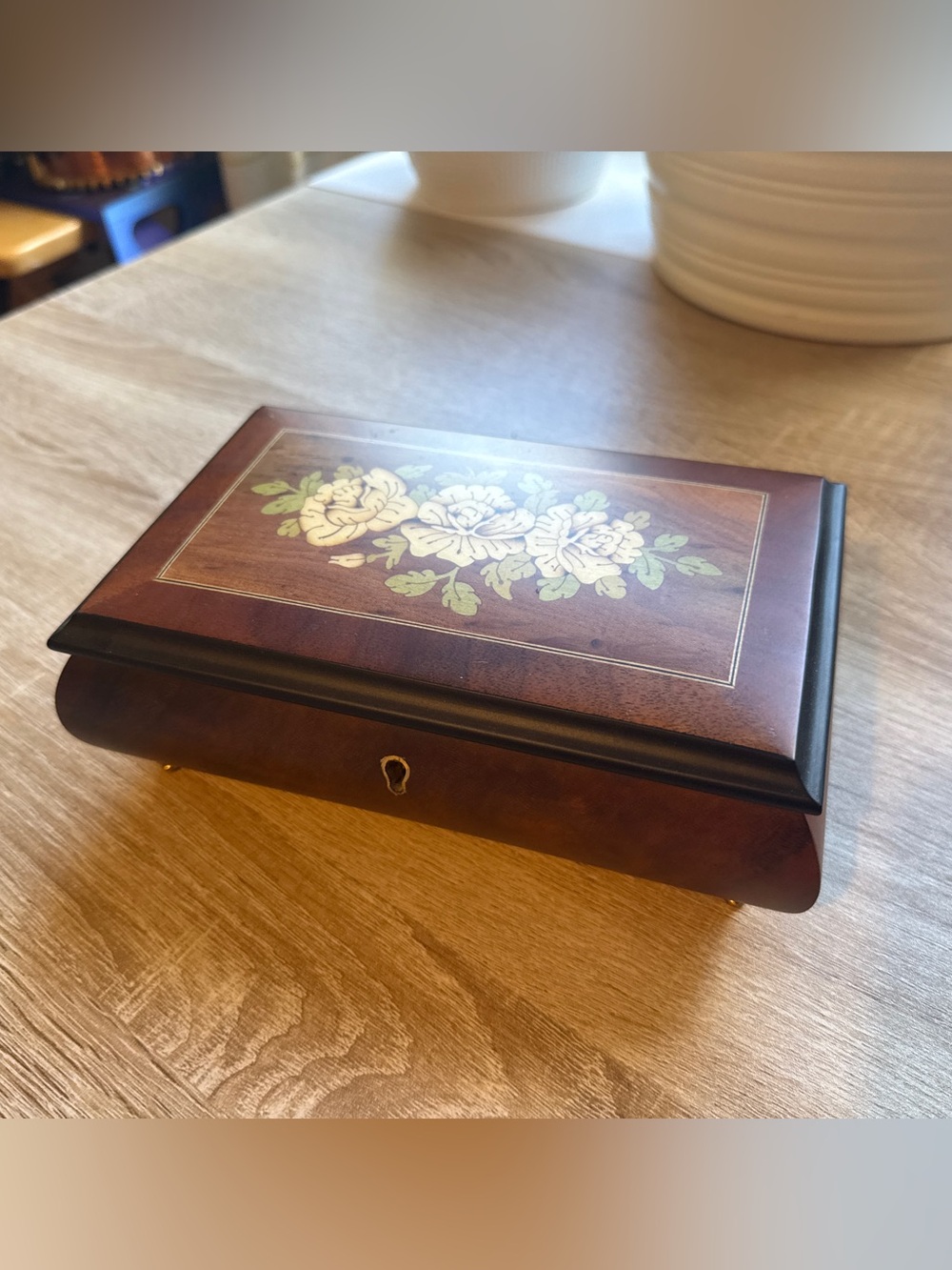 Vintage Reuge Musical Jewelry Box - made in Sorrento Italy - key included